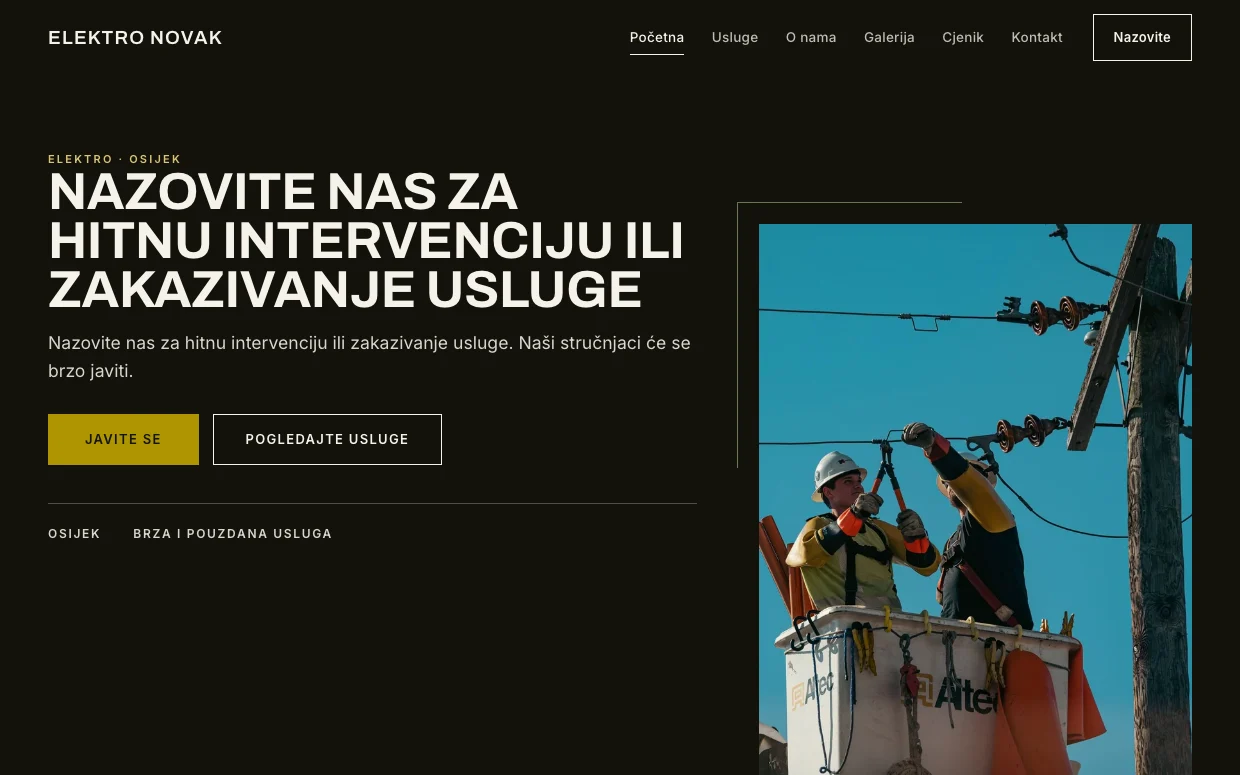 Elektro Novak — stranica izrađena kroz Simplex GO
