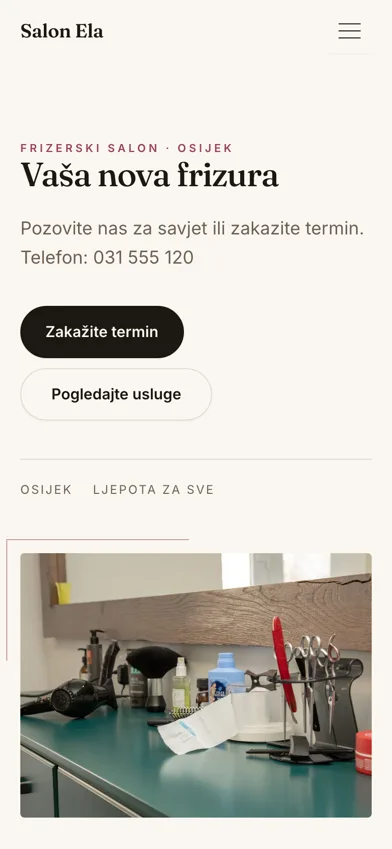 Salon Ela — ista stranica na mobitelu