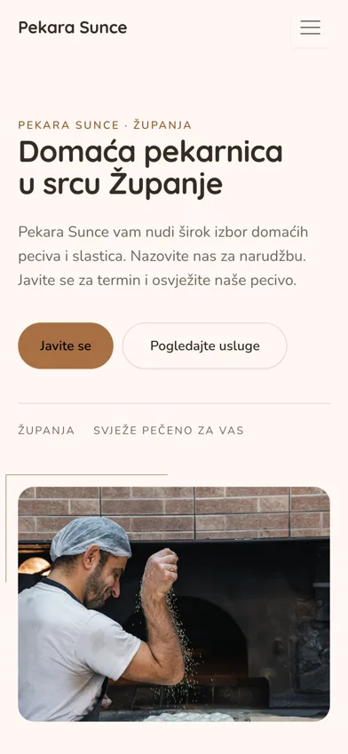 Pekara Klas — ista stranica na mobitelu