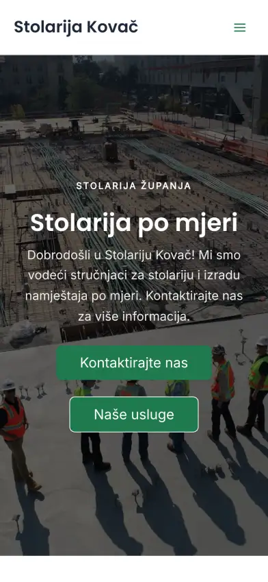 Stolarija Kovač — ista stranica na mobitelu