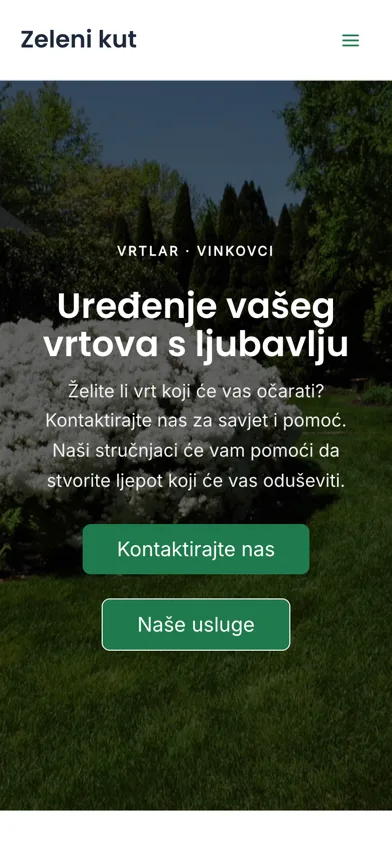 Zeleni kut — ista stranica na mobitelu